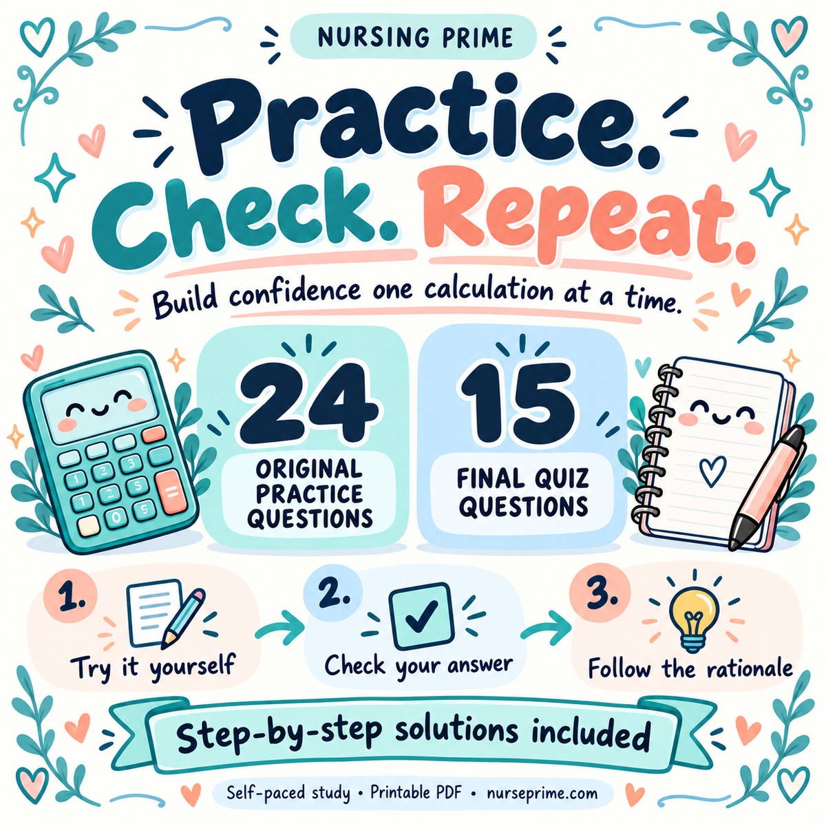 Nursing Prime Dosage Calculation Mastery Pack | 48-Page PDF Workbook